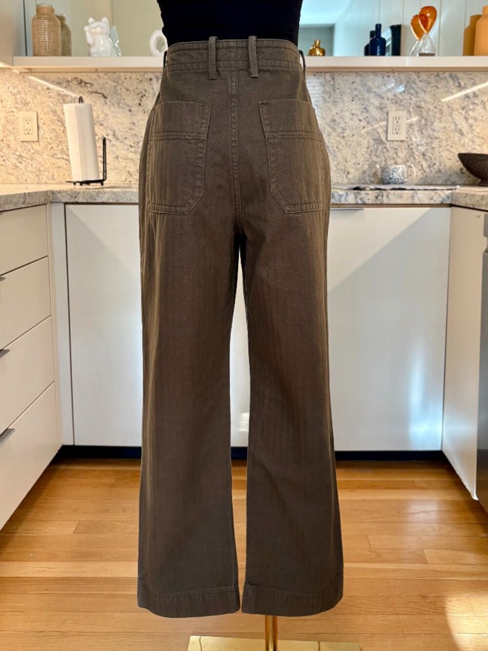 Everlane Organic Cotton Herringbone Fatigue Pants Brown Size 2 - Picture 4 of 10
